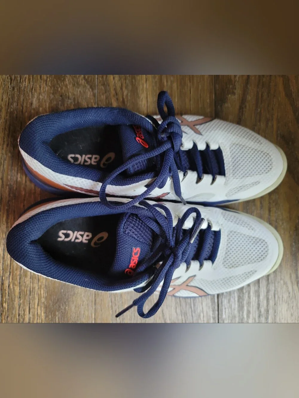 ASICS Women's White & Navy Athletic Sneakers with Pink Accents